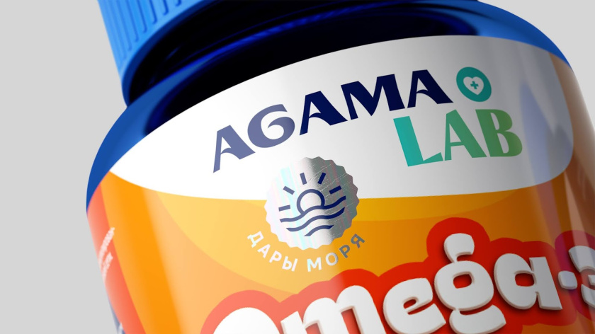Agama lab魚肝油Omega-3魚油保健品包裝設(shè)計，注重信息分類處理