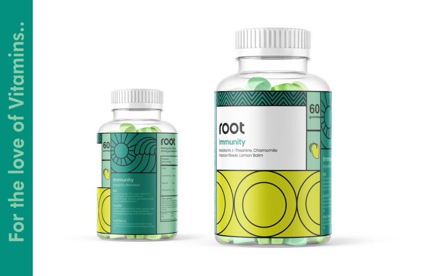 根系營養(yǎng) Root Nutrition 維生素補(bǔ)充劑保健品線條插畫包裝設(shè)計(jì)