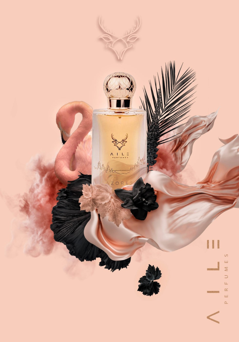圖：粉紅色香水產(chǎn)品的標(biāo)志和品牌設(shè)計