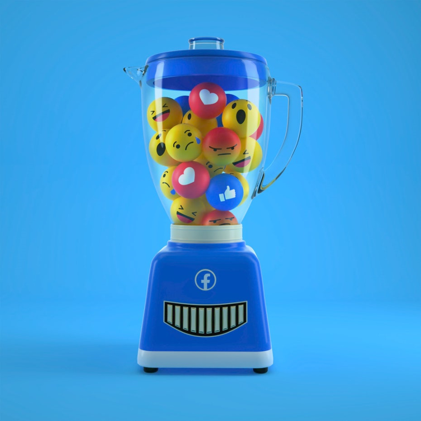facebook 表情符號(hào)在榨汁機(jī)中的 3D 設(shè)計(jì)