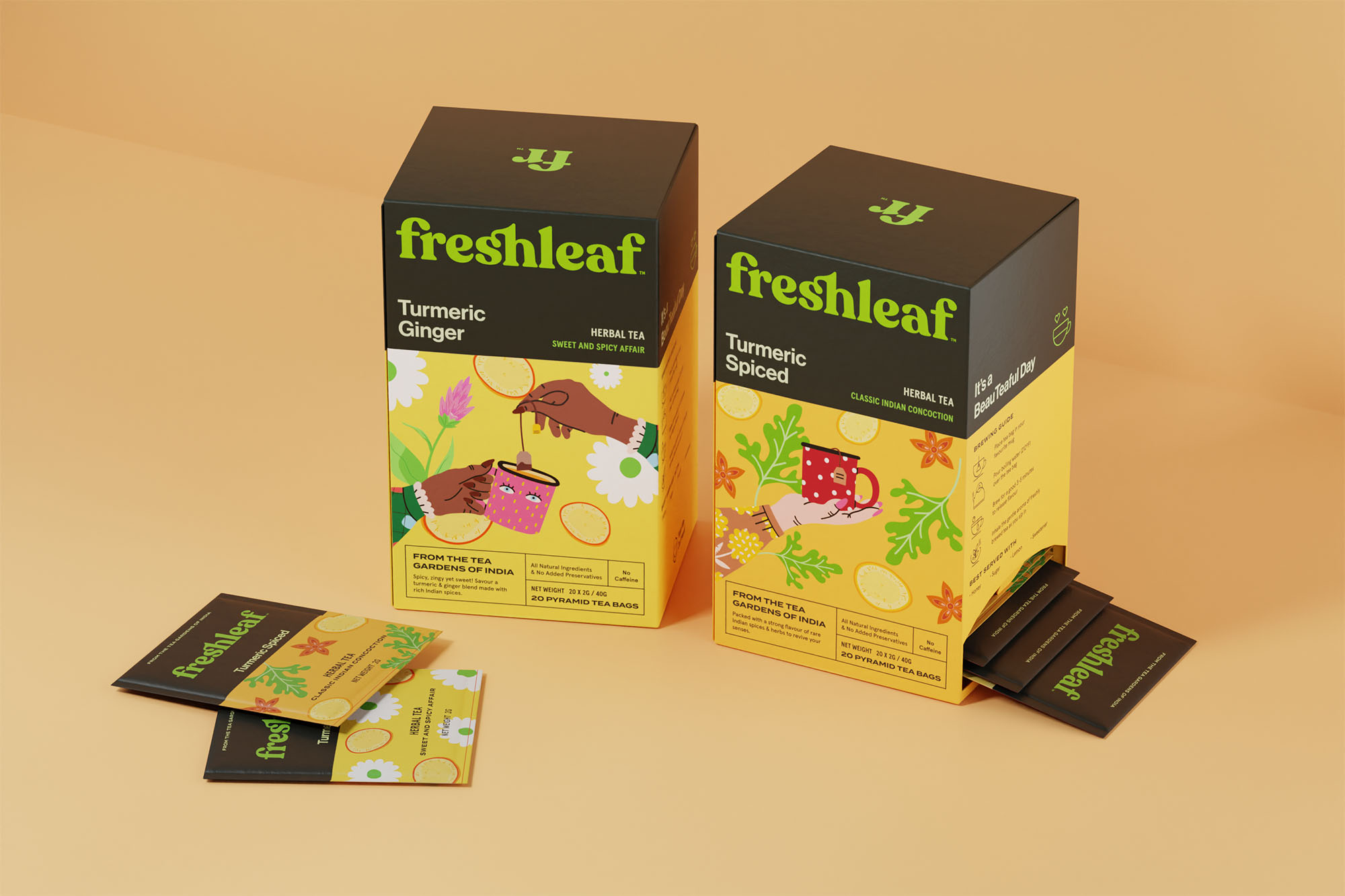 Freshleaf袋泡茶葉包裝設(shè)計(jì),現(xiàn)代時(shí)尚矢量插畫風(fēng)格 Freshleaf袋泡茶葉包裝設(shè)計(jì),現(xiàn)代時(shí)尚矢量插畫風(fēng)格
