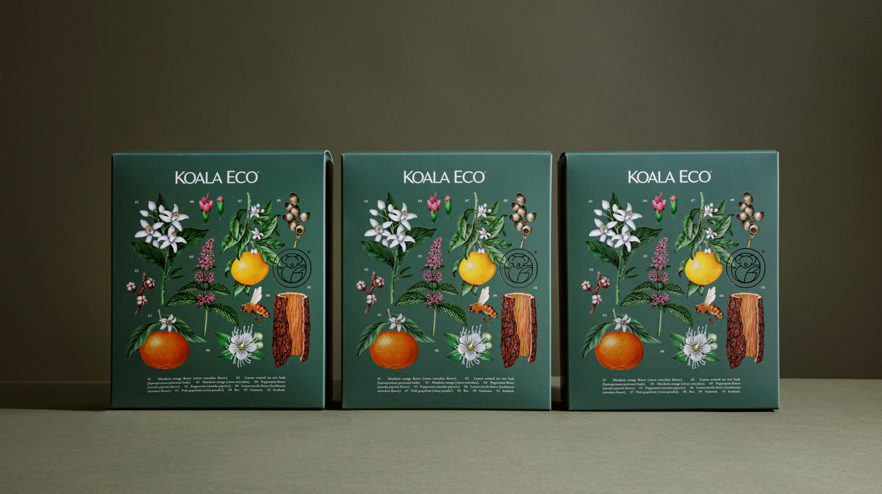 koala 植物精油綠色禮盒包裝設(shè)計(jì),自然精致的植物花卉昆蟲(chóng)插畫(huà) koala 植物精油綠色禮盒包裝設(shè)計(jì),自然精致的植物花卉昆蟲(chóng)插畫(huà)