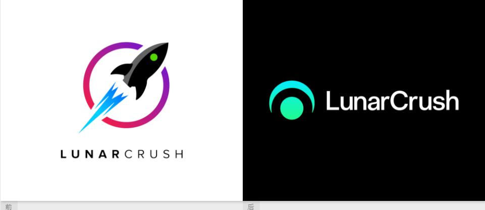 LunarCrush比特幣數(shù)字貨幣數(shù)據(jù)分析平臺(tái)新標(biāo)志設(shè)計(jì)，強(qiáng)烈iT科技風(fēng)格