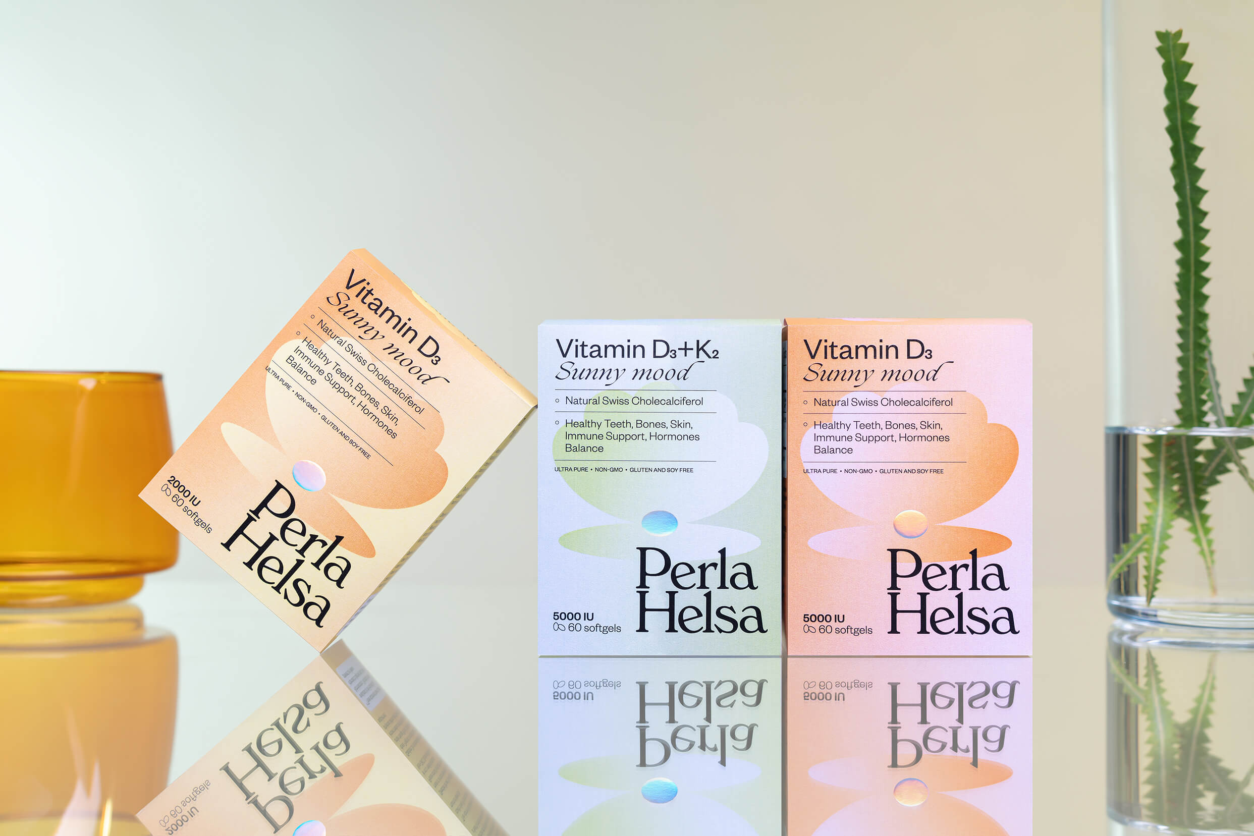 Perla Hesla膳食營(yíng)養(yǎng)補(bǔ)充劑保健品包裝設(shè)計(jì)，貝殼珍珠元素+優(yōu)雅漸變?cè)O(shè)計(jì)