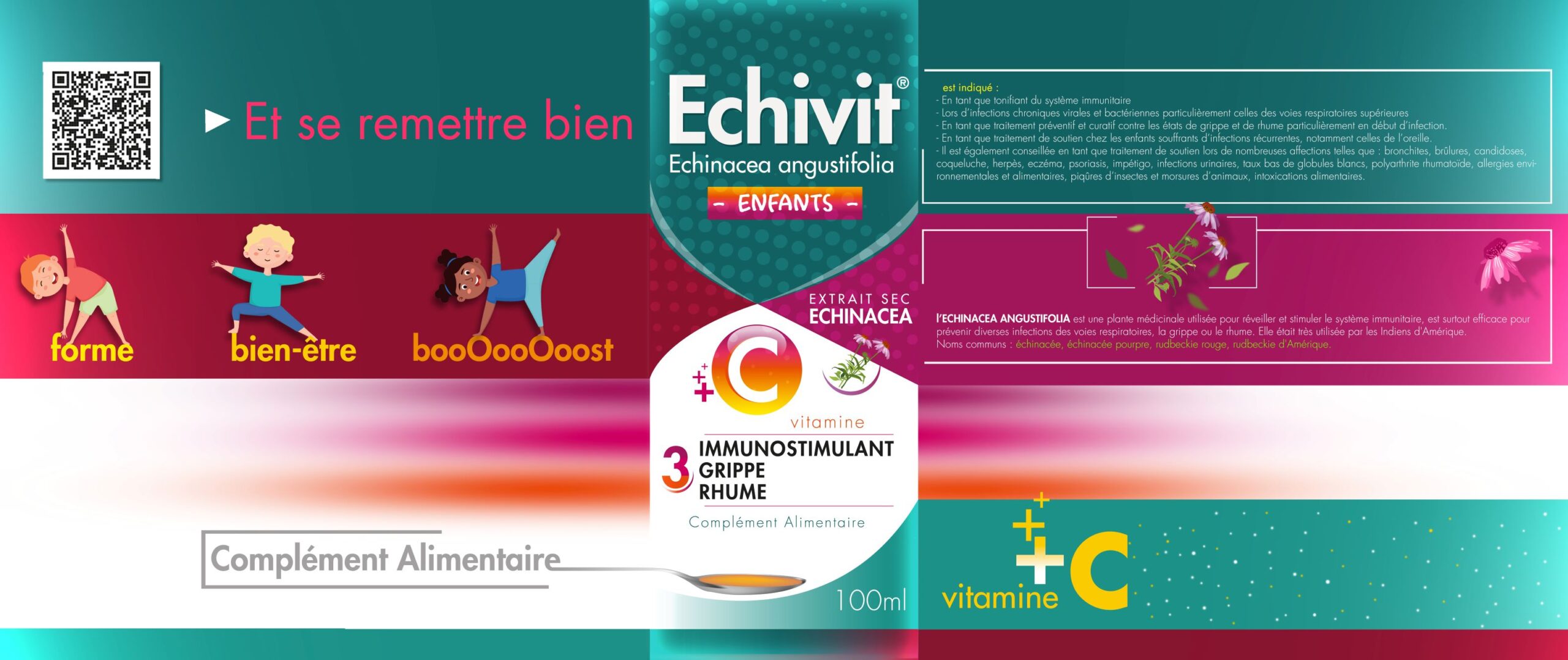 Ecivit OTC藥品包裝設計，突出品牌與交叉色塊版式
