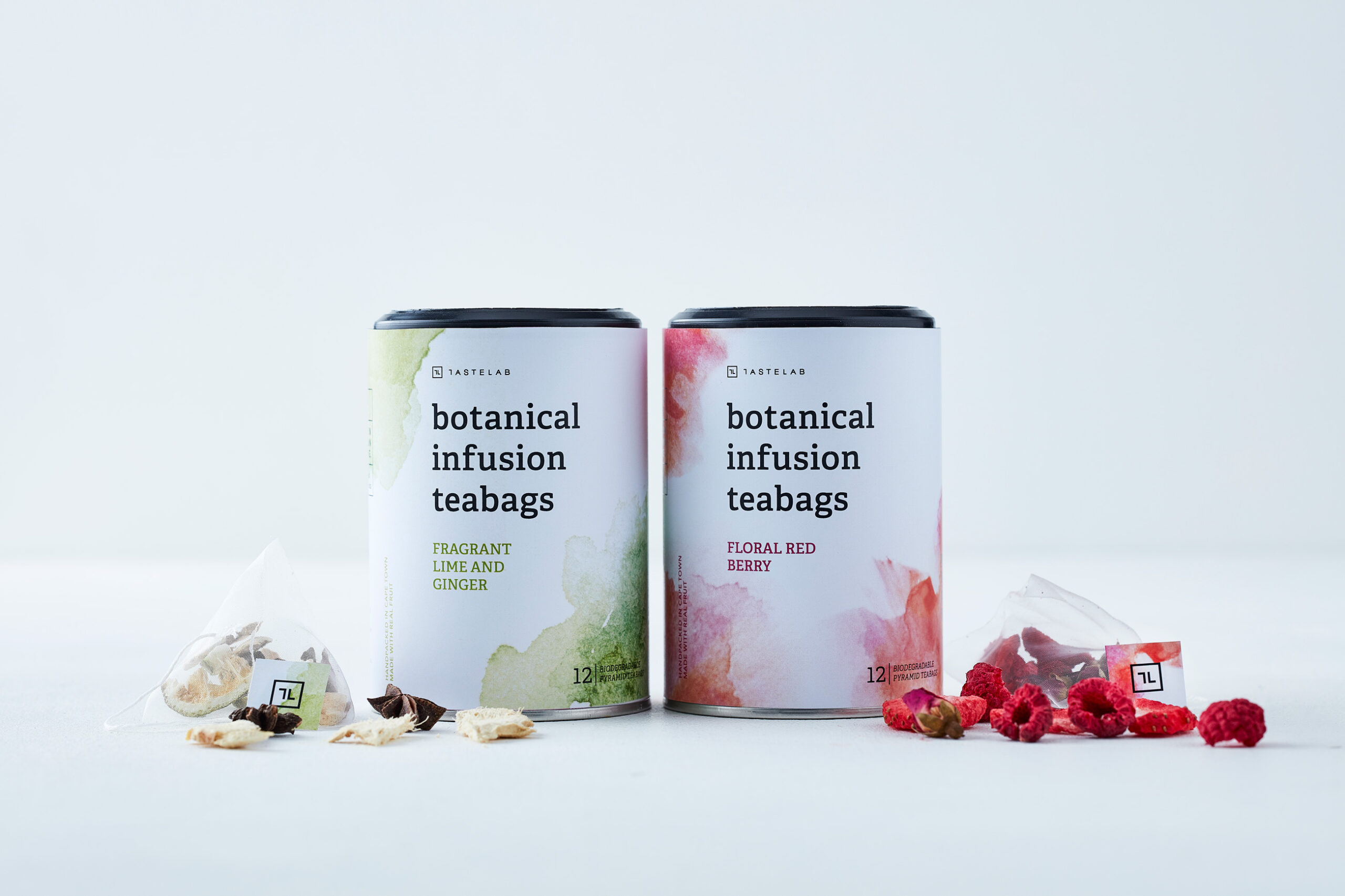 Botanical泡茶袋果茶花茶包裝設(shè)計(jì)“漸變水墨水彩”插畫
