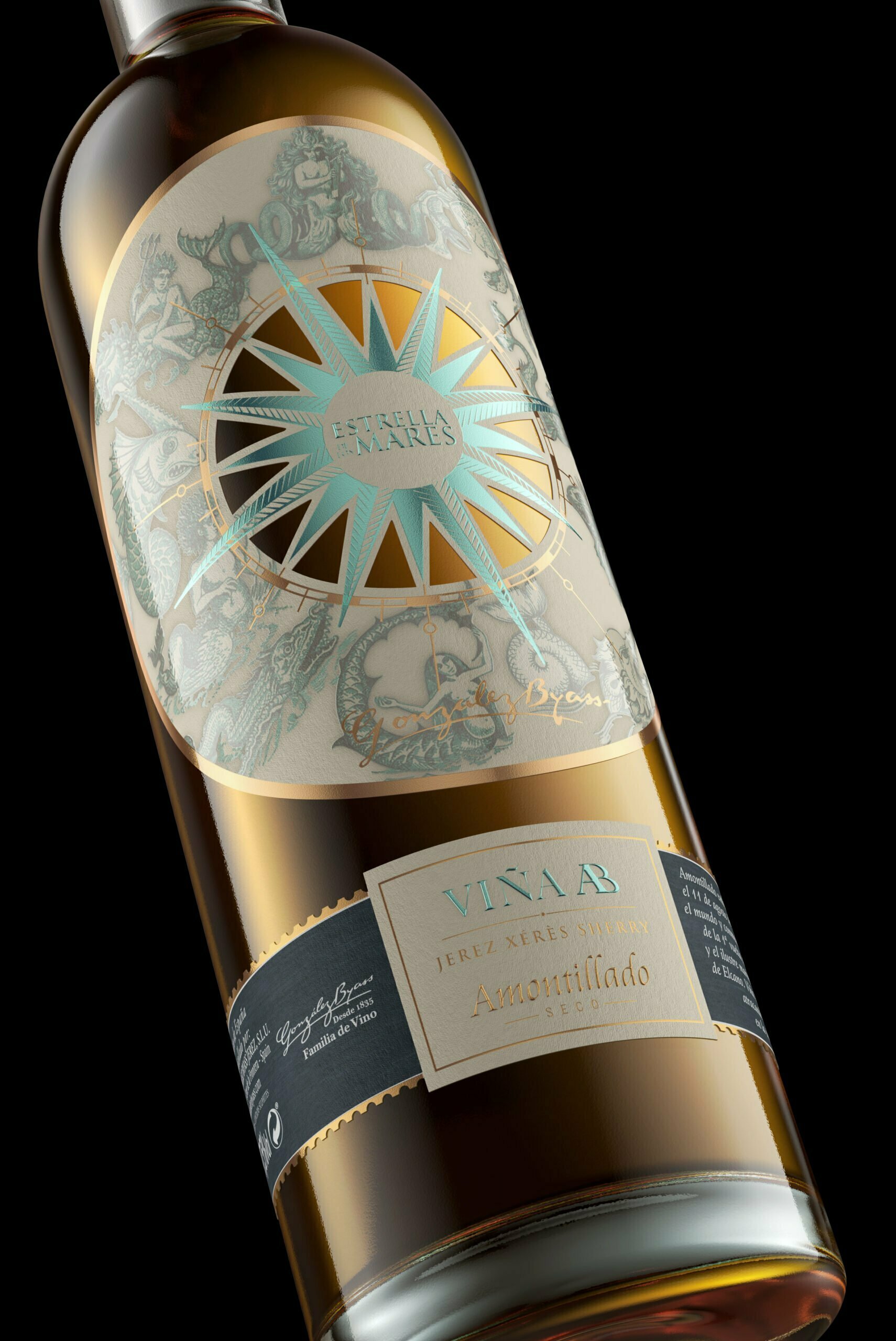 ESTRELLA DE環(huán)球航行紀念版葡萄酒包裝設(shè)計”海洋元素+星星品牌識別“