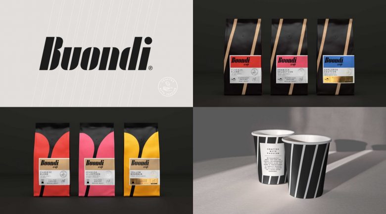 Buondi 咖啡標(biāo)簽貼紙包裝設(shè)計(jì)與字母中間切開(kāi)標(biāo)志設(shè)計(jì) Buondi 咖啡標(biāo)簽貼紙包裝設(shè)計(jì)與字母中間切開(kāi)標(biāo)志設(shè)計(jì)