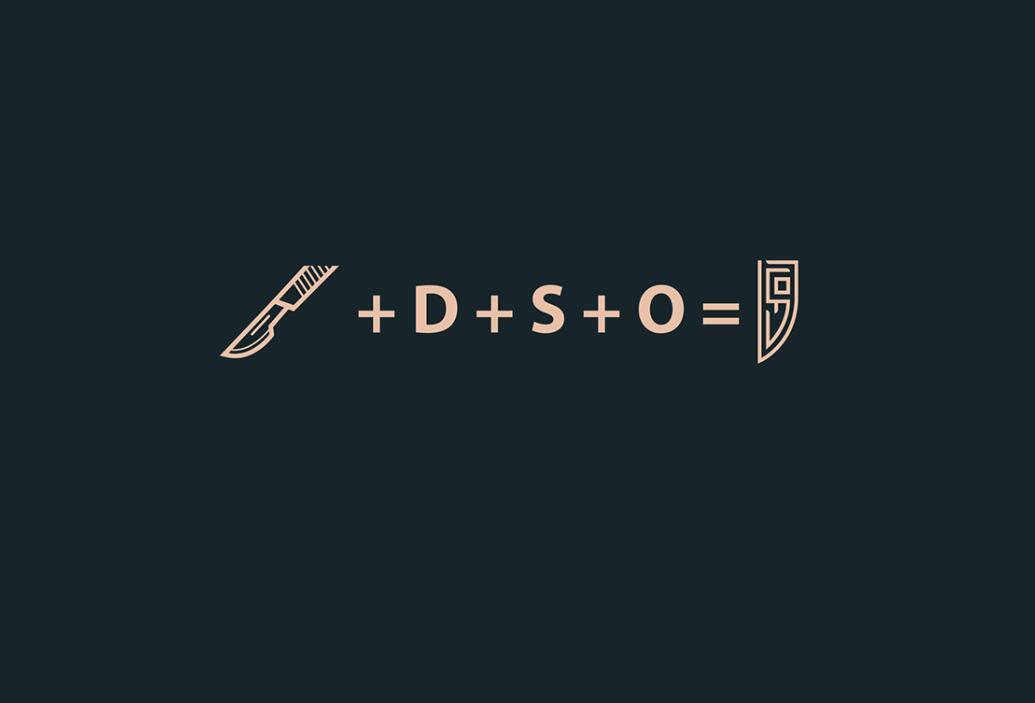 DDr.samarina 美容整形診所醫(yī)院logo設(shè)計，“字母DSO+手術(shù)刀”圖形創(chuàng)意