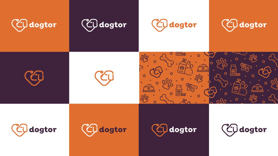 Dogtor 寵物醫(yī)院獸醫(yī)診所logo設(shè)計(jì)vi設(shè)計(jì)，愛心+醫(yī)生+狗