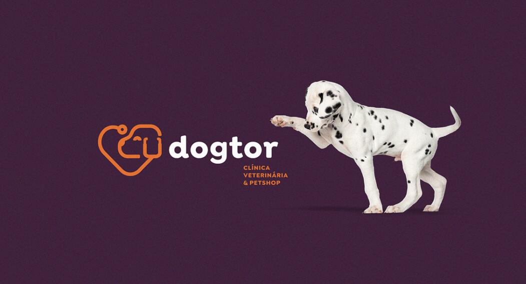 Dogtor 寵物醫(yī)院獸醫(yī)診所logo設(shè)計(jì)vi設(shè)計(jì)，愛+醫(yī)生+狗