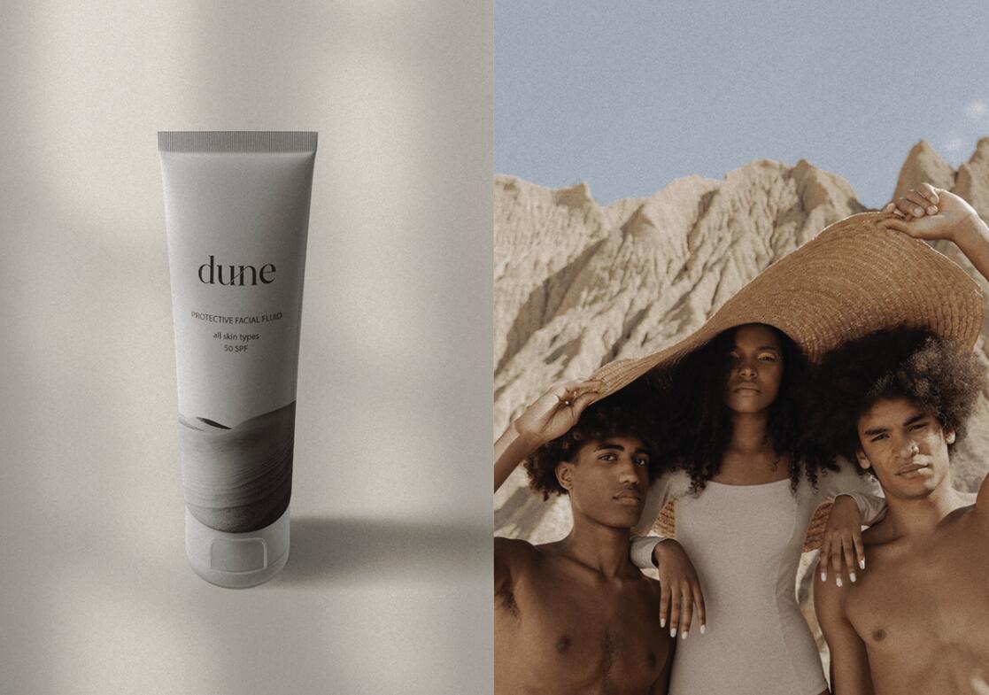DUNE 防曬霜護(hù)膚品化妝品包裝設(shè)計(jì)“沙漠黑白照片”
