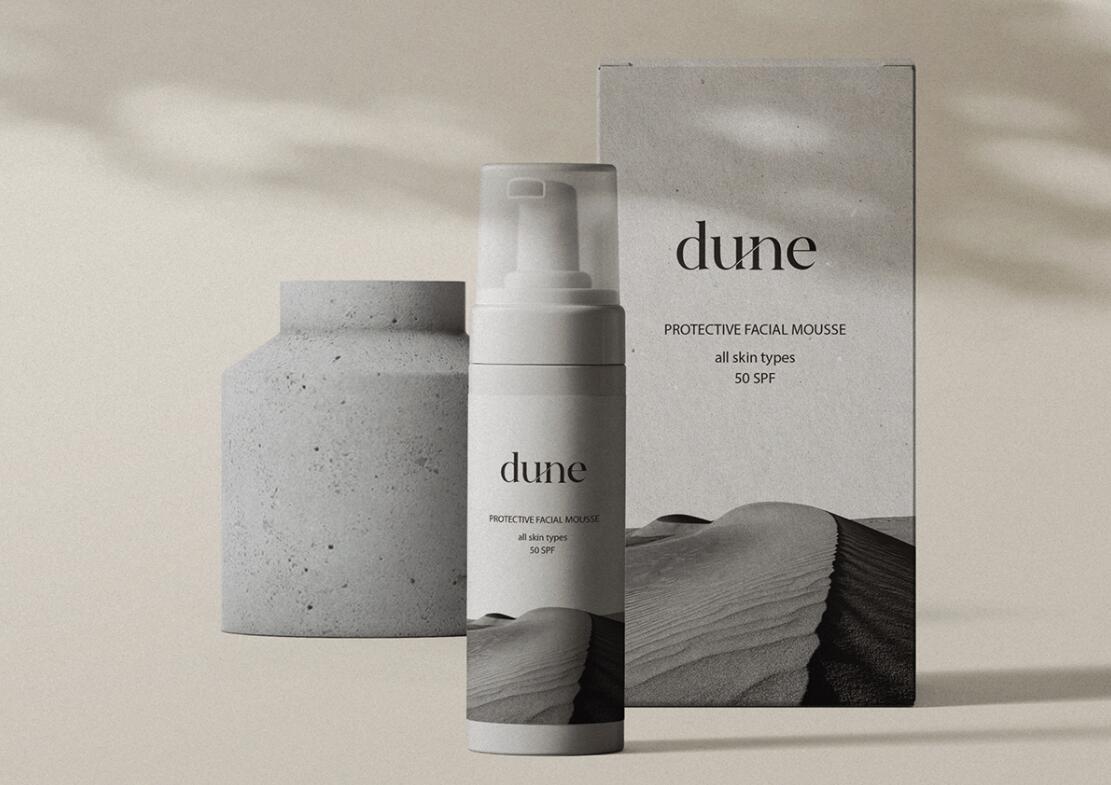 DUNE 防曬霜護(hù)膚品化妝品包裝設(shè)計(jì)“沙漠黑白照片”