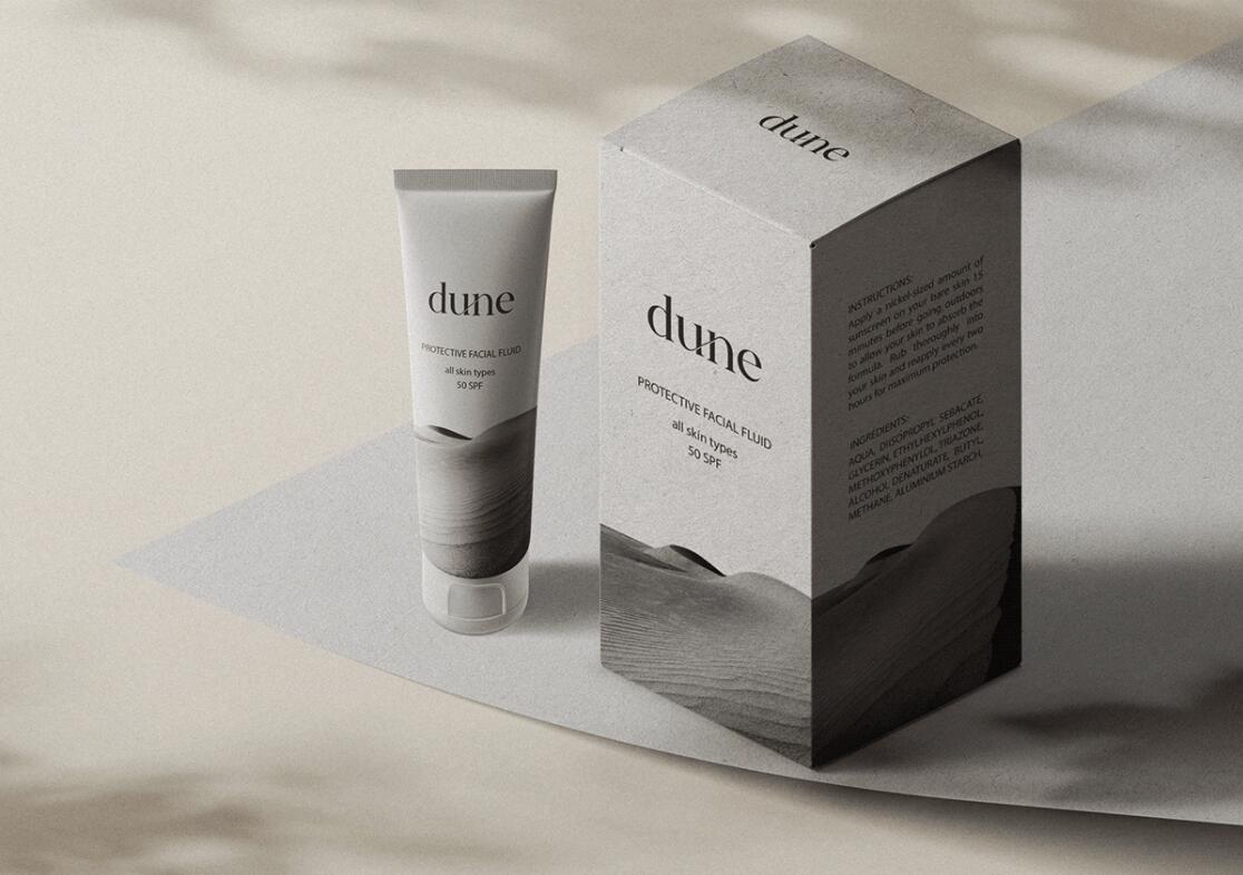 DUNE 防曬霜護(hù)膚品化妝品包裝設(shè)計(jì)“沙漠黑白照片”