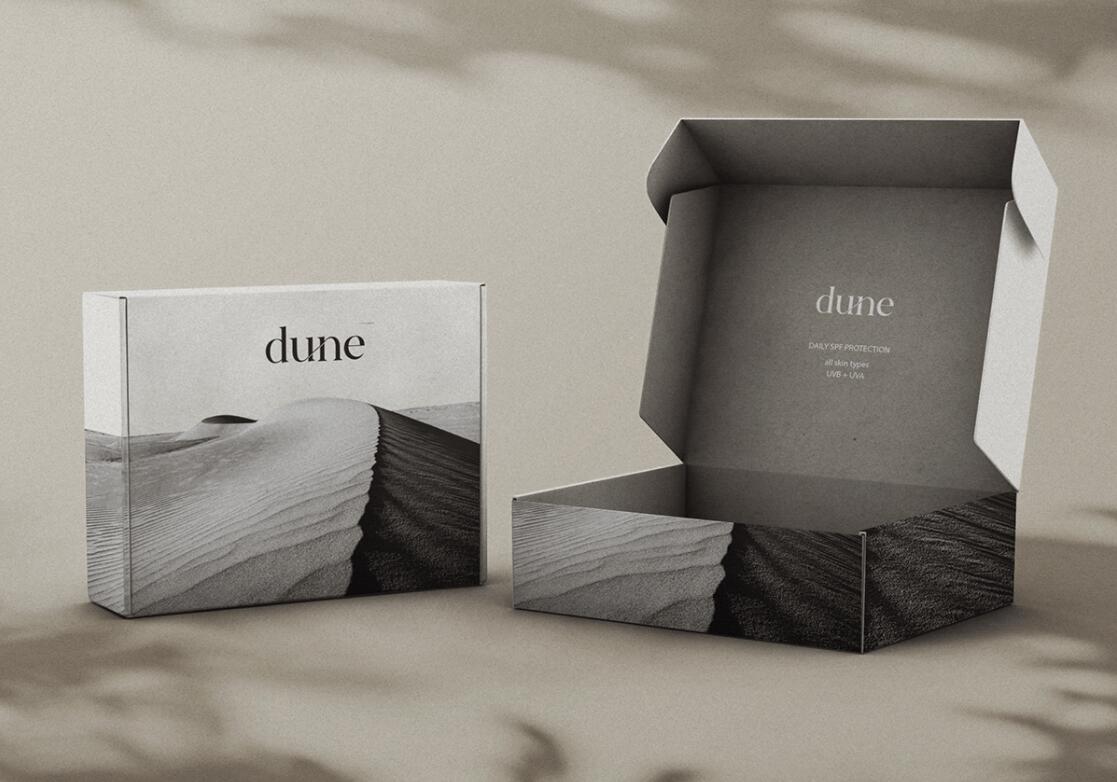 DUNE 防曬霜護(hù)膚品化妝品包裝設(shè)計(jì)“沙漠黑白照片”