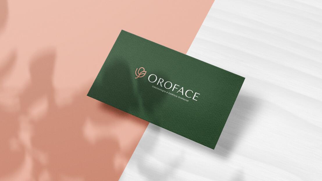 Oroface牙科牙齒矯正與口腔美容診所logo設計vi設計，花朵字母logo+粉綠配色