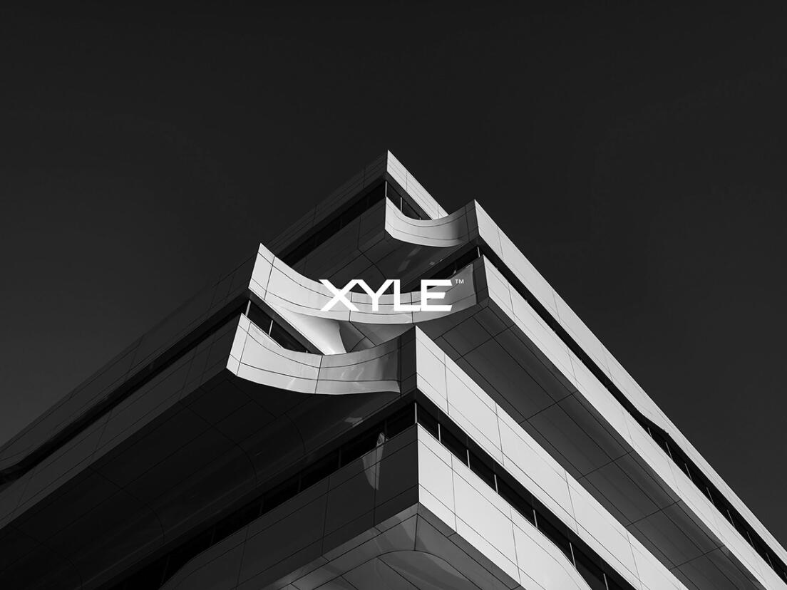 Xyle建筑設(shè)計公司logo設(shè)計品牌形象vis設(shè)計，x磚塊logo與超酷黑白漸變vi風(fēng)