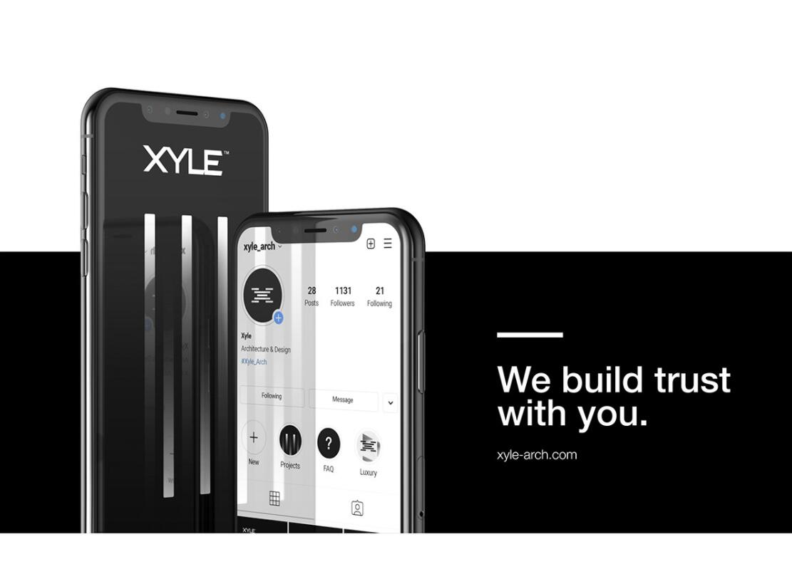 Xyle建筑設(shè)計公司logo設(shè)計品牌形象vis設(shè)計，x磚塊logo與超酷黑白漸變vi風(fēng)