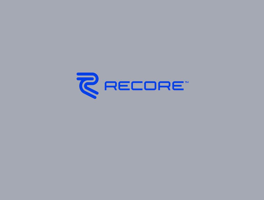 Recore 航運(yùn)公司logo設(shè)計(jì)vi設(shè)計(jì)，雙線條“R”字母與藍(lán)灰配色