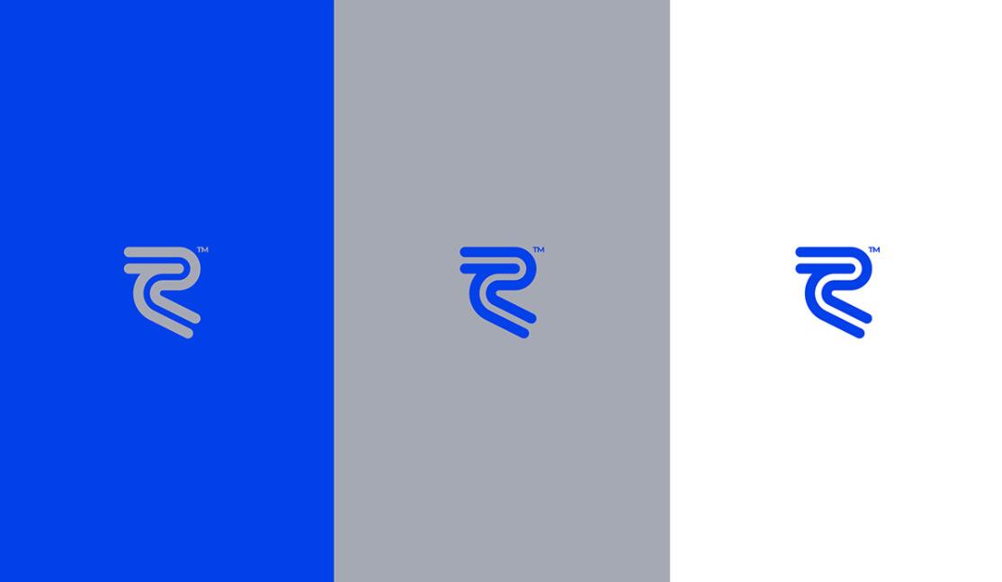 Recore 航運(yùn)公司logo設(shè)計(jì)vi設(shè)計(jì)，雙線條“R”字母與藍(lán)灰配色