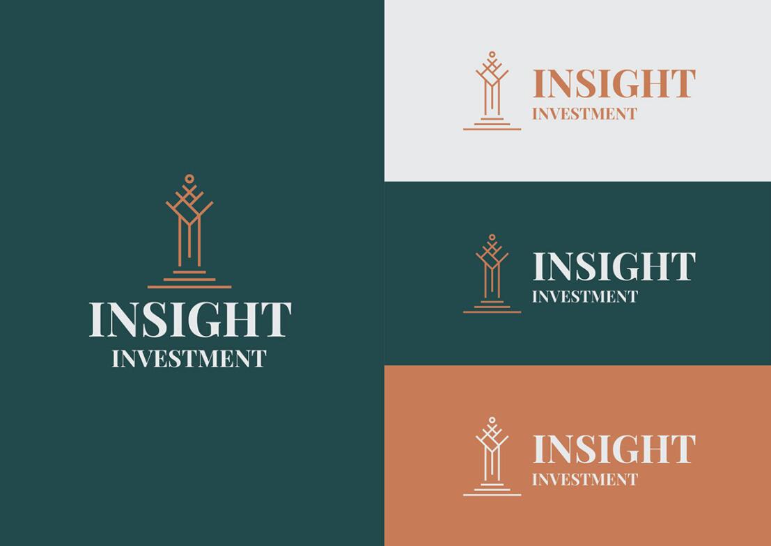 Insight 金融投資公司logo設(shè)計vis設(shè)計，基石與增長線條元素