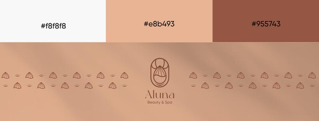Aluna 女子美容水療中心logo設(shè)計(jì)品牌形象vi設(shè)計(jì)，高端優(yōu)雅暖色放松氛圍