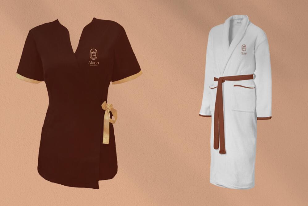 Aluna 女子美容水療中心logo設(shè)計(jì)品牌形象vi設(shè)計(jì)，高端優(yōu)雅暖色放松氛圍