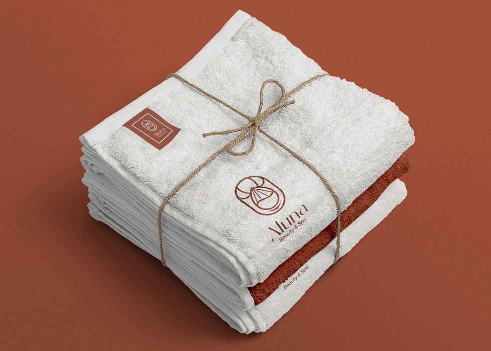 Aluna 女子美容水療中心logo設(shè)計(jì)品牌形象vi設(shè)計(jì)，高端優(yōu)雅暖色放松氛圍