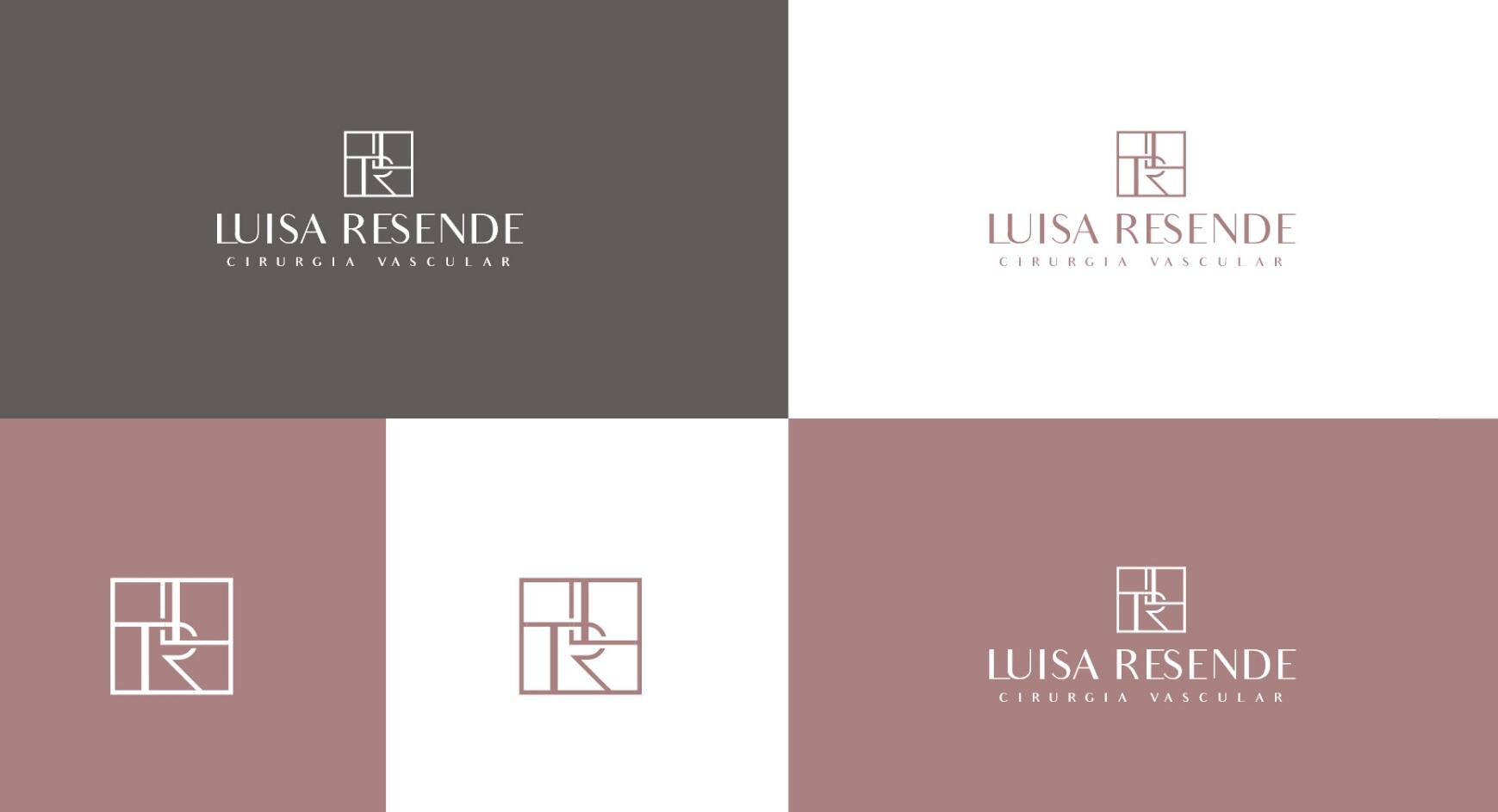 Luisa Resend 博士醫(yī)學美容診所logo設(shè)計LR組合與暗粉灰vi設(shè)計