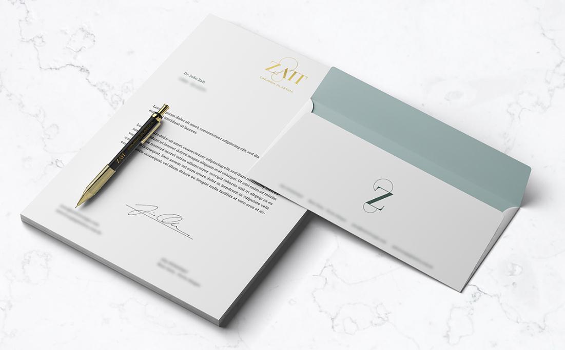 Zatt 美容整形外科診所logo設(shè)計vi設(shè)計，綠金配色清新精致風(fēng)格