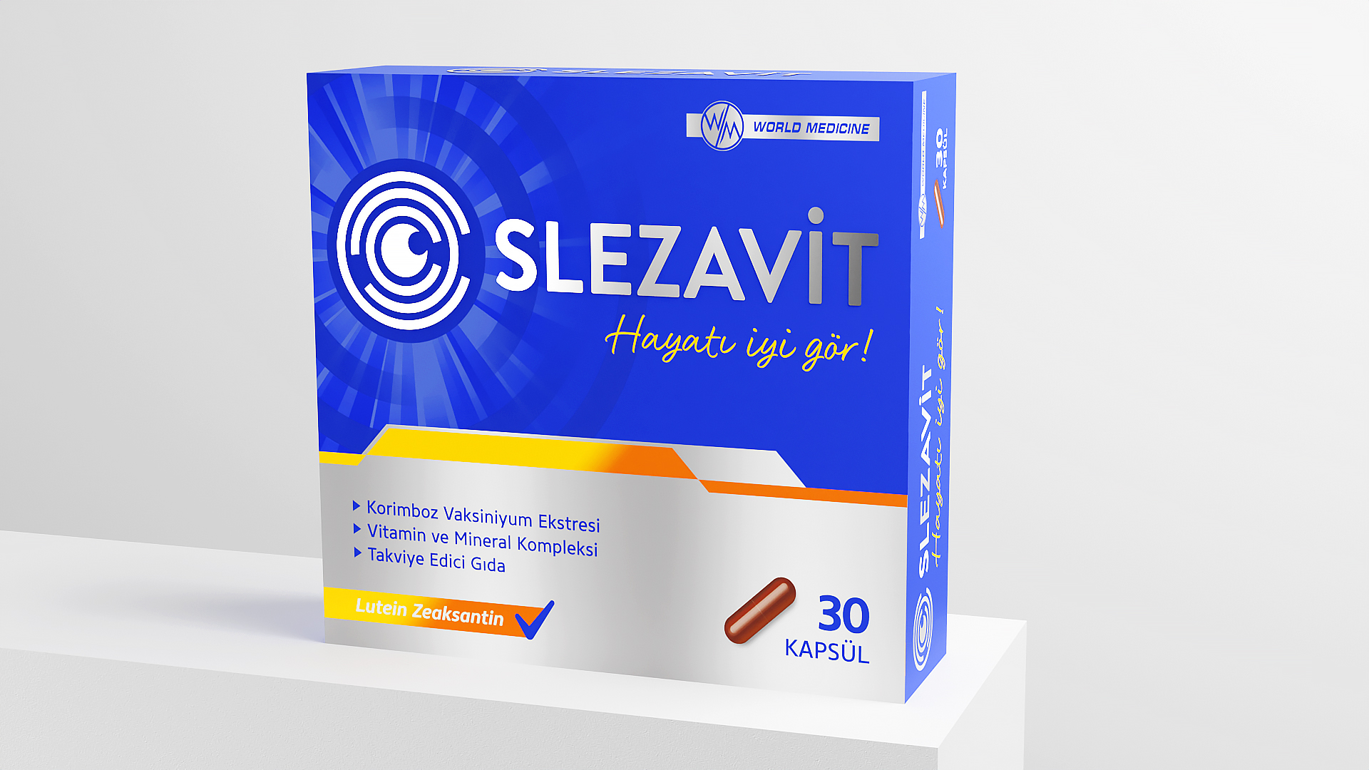 Slezavit 眼睛維生素健康保健品膠囊包裝設(shè)計，突出品牌商標