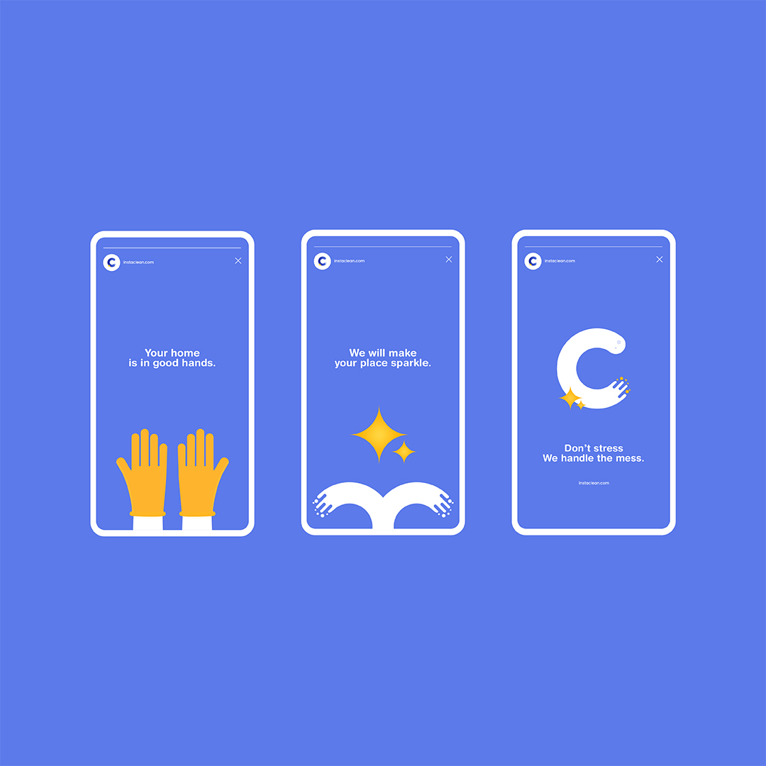 Instaclean房屋清潔服務(wù)公司logo設(shè)計(jì)vi形象設(shè)計(jì)-app應(yīng)用程序界面設(shè)計(jì)，淡紫蘭清爽風(fēng)格