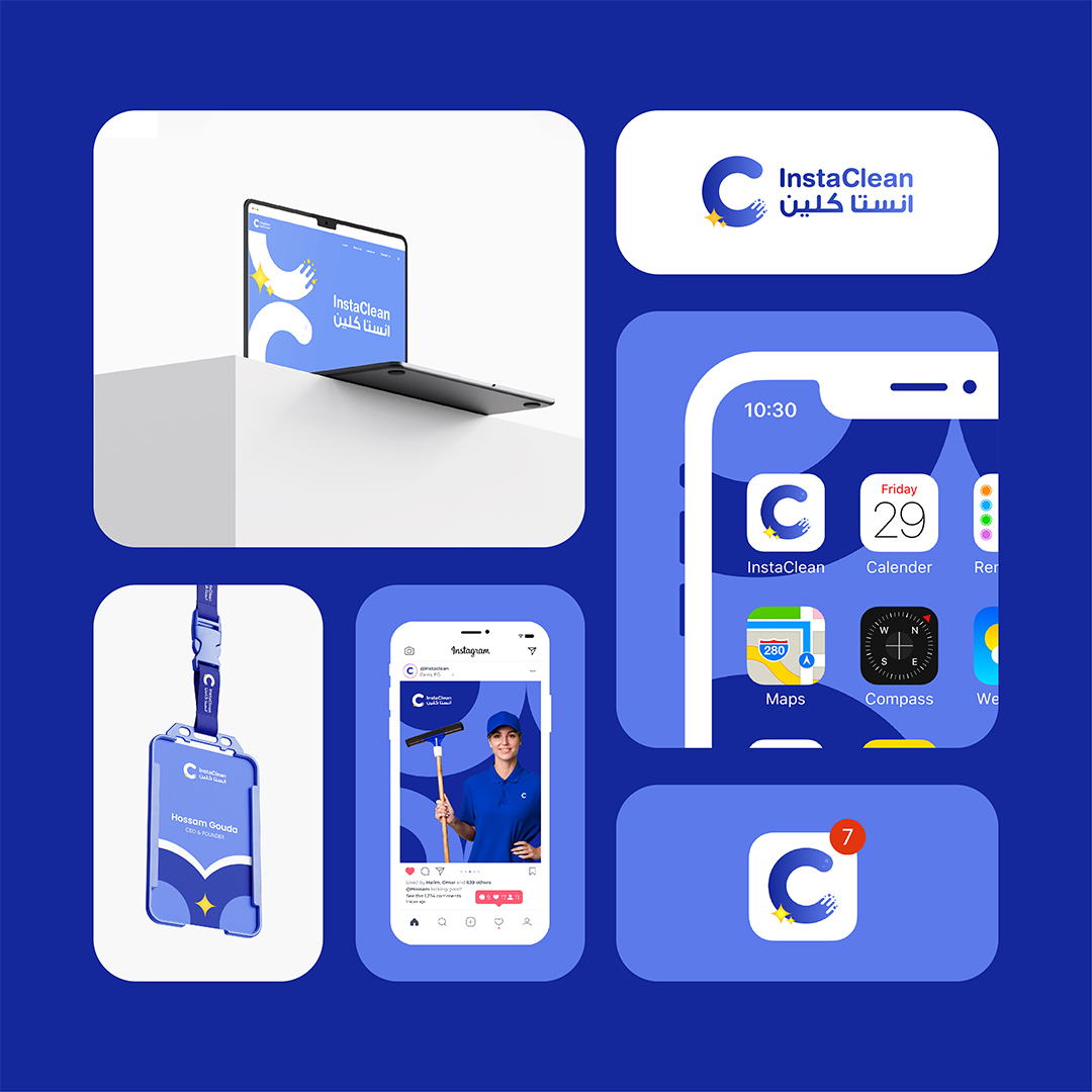 Instaclean房屋清潔服務公司logo設計vi形象設計,淡紫蘭清爽扁平風格 Instaclean房屋清潔服務公司logo設計vi形象設計,淡紫蘭清爽扁平風格