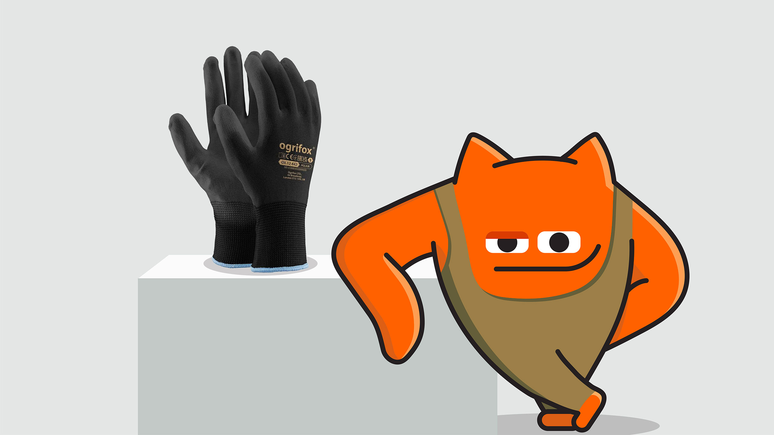 Ogrifox 安全防護服手套帽子工具工作服服飾“狐貍巨人”品牌卡通吉祥物設(shè)計及物料應(yīng)用-手套 Ogrifox 安全防護服手套帽子工具工作服服飾“狐貍巨人”品牌卡通吉祥物設(shè)計及物料應(yīng)用-手套
