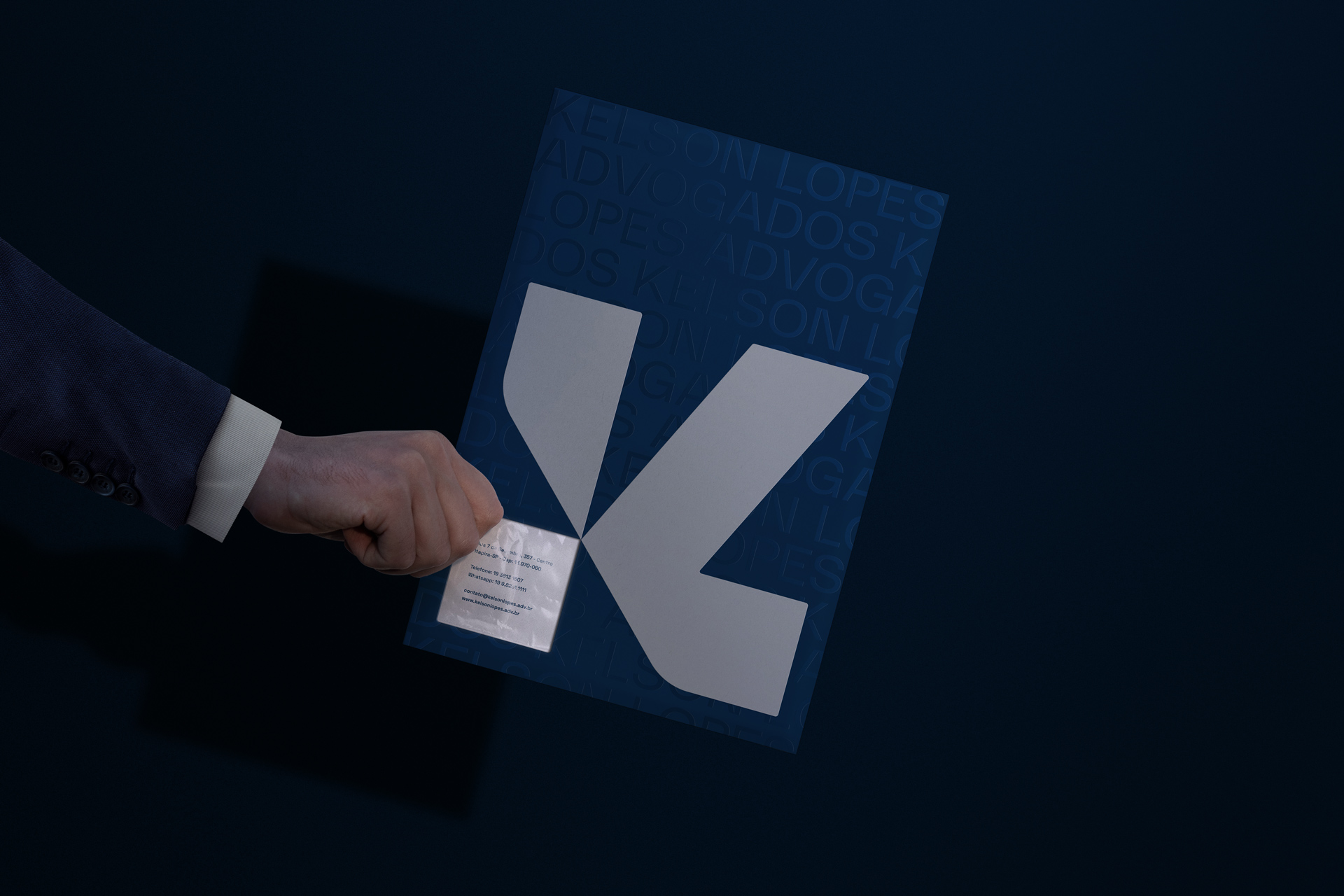 Kelson Lopes律師事務(wù)所品牌logo設(shè)計(jì)vi設(shè)計(jì)，正方形字母kL結(jié)合logo與海軍藍(lán)灰配色-文件夾
