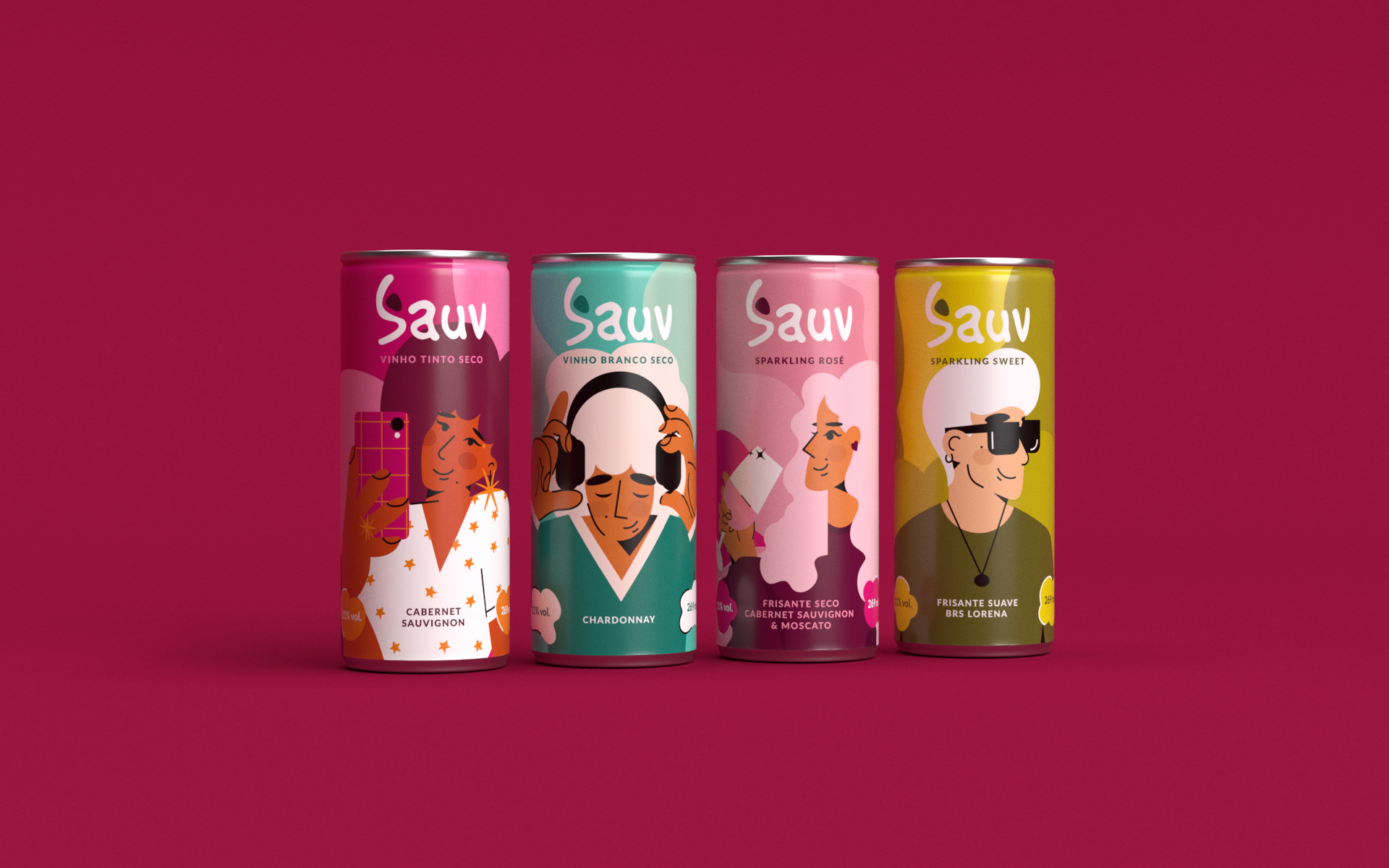 Sauv罐裝葡萄酒標簽包裝設計和時尚人物插圖,開發(fā)年輕人更廣泛日常使用場景 Sauv罐裝葡萄酒標簽包裝設計和時尚人物插圖,開發(fā)年輕人更廣泛日常使用場景