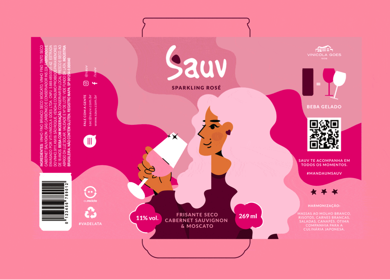 Sauv罐裝葡萄酒標簽包裝設計和時尚人物插圖,開發(fā)年輕人更廣泛日常使用場景 Sauv罐裝葡萄酒標簽包裝設計和時尚人物插圖,開發(fā)年輕人更廣泛日常使用場景