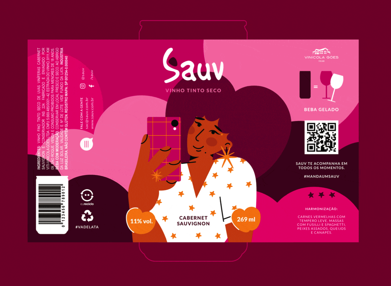 Sauv罐裝葡萄酒標簽包裝設計和時尚人物插圖,開發(fā)年輕人更廣泛日常使用場景 Sauv罐裝葡萄酒標簽包裝設計和時尚人物插圖,開發(fā)年輕人更廣泛日常使用場景