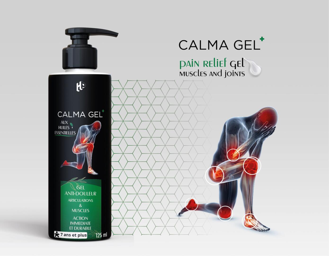 CALMA GEL 緩解肌肉疼痛和關(guān)節(jié)靈活鈣鎂凝膠包裝設(shè)計
