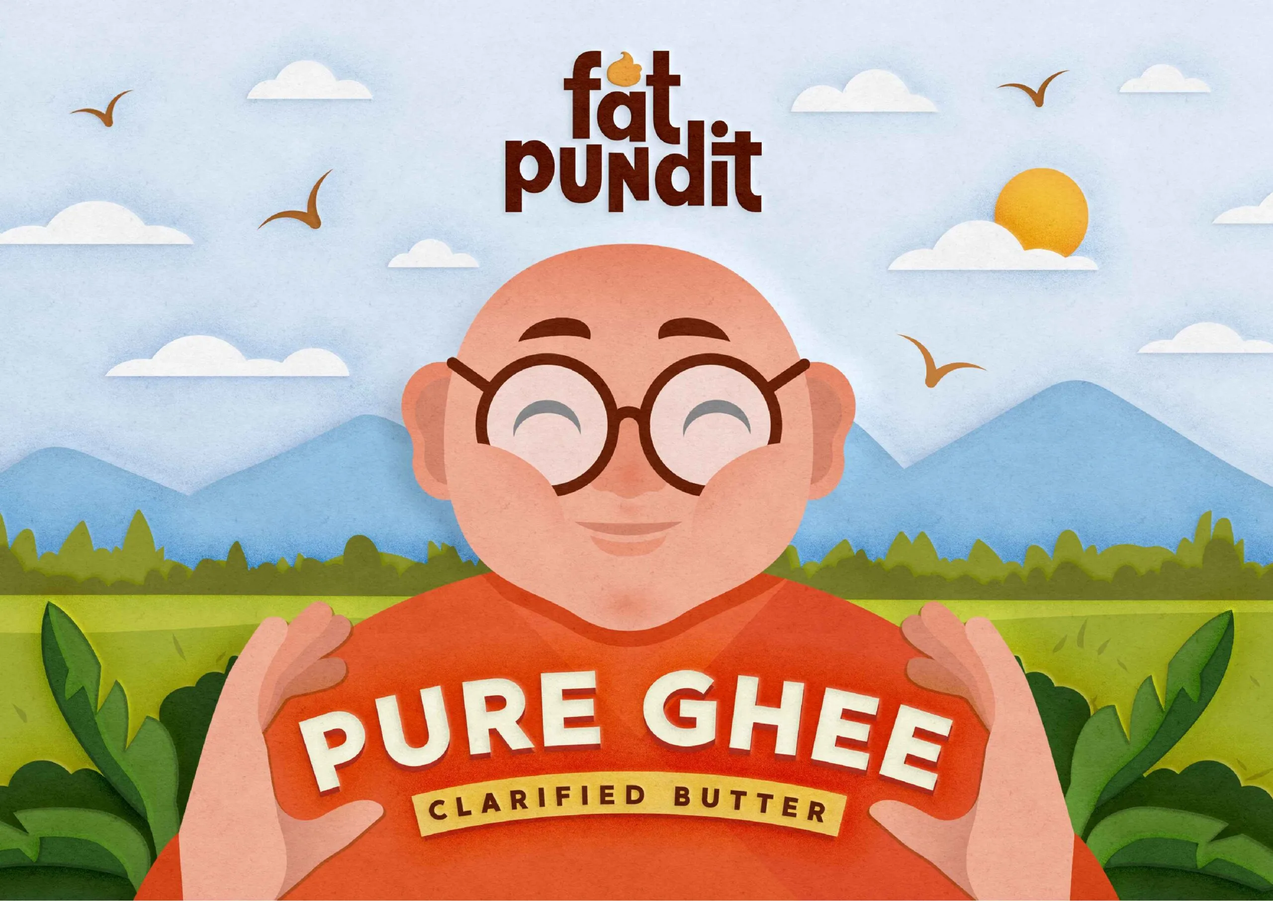 Fat Pundit瓶裝酥油黃油調(diào)味品包裝設計“胖專家人物插畫” Fat Pundit瓶裝酥油黃油調(diào)味品包裝設計“胖專家人物插畫”