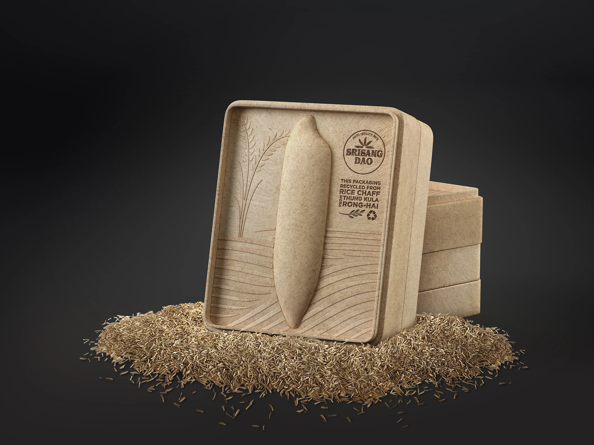 SRISANGDAO RICE 泰國大米禮盒包裝設(shè)計“大米壓花+稻殼成型” SRISANGDAO RICE 泰國大米禮盒包裝設(shè)計“大米壓花+稻殼成型”