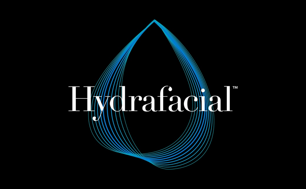 醫(yī)學美容品牌Hydrafacial品牌logo設(shè)計產(chǎn)品包裝設(shè)計，線條交互水滴圖案