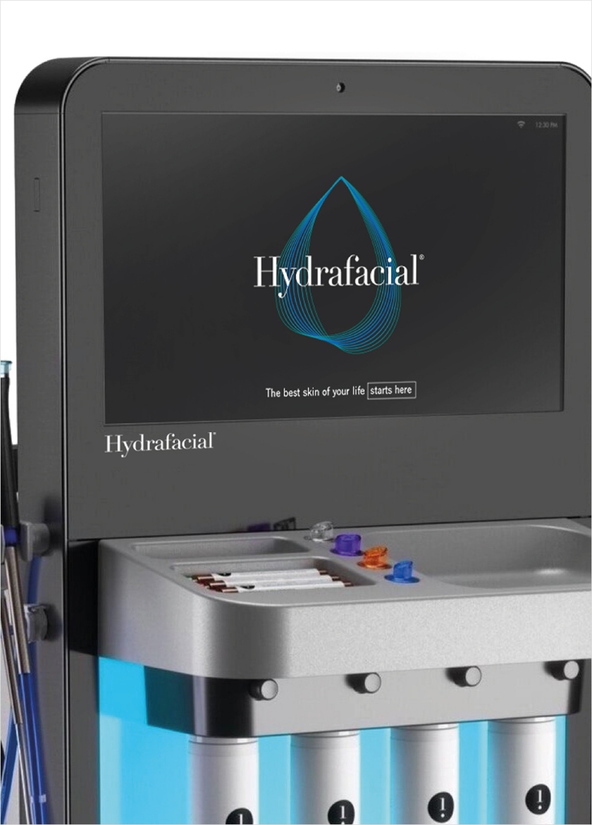 醫(yī)學美容品牌Hydrafacial品牌logo設(shè)計產(chǎn)品包裝設(shè)計，線條交互水滴圖案
