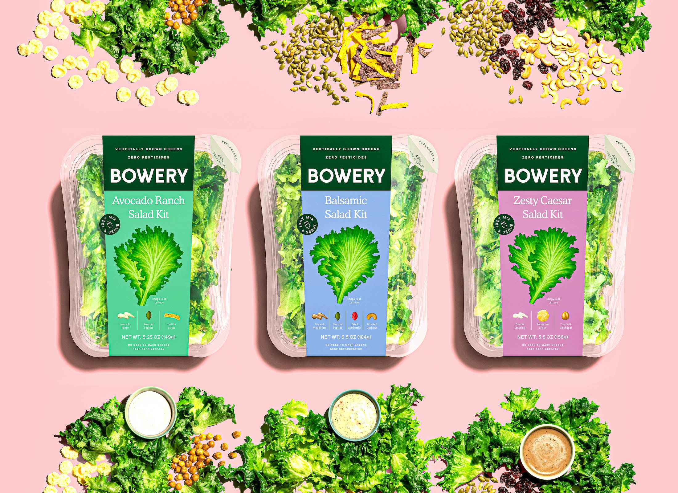 Bowery 垂直農業(yè)農場品牌蔬菜沙拉農產品包裝設計,彩繪蔬菜圖案 Bowery 垂直農業(yè)農場品牌蔬菜沙拉農產品包裝設計,彩繪蔬菜圖案