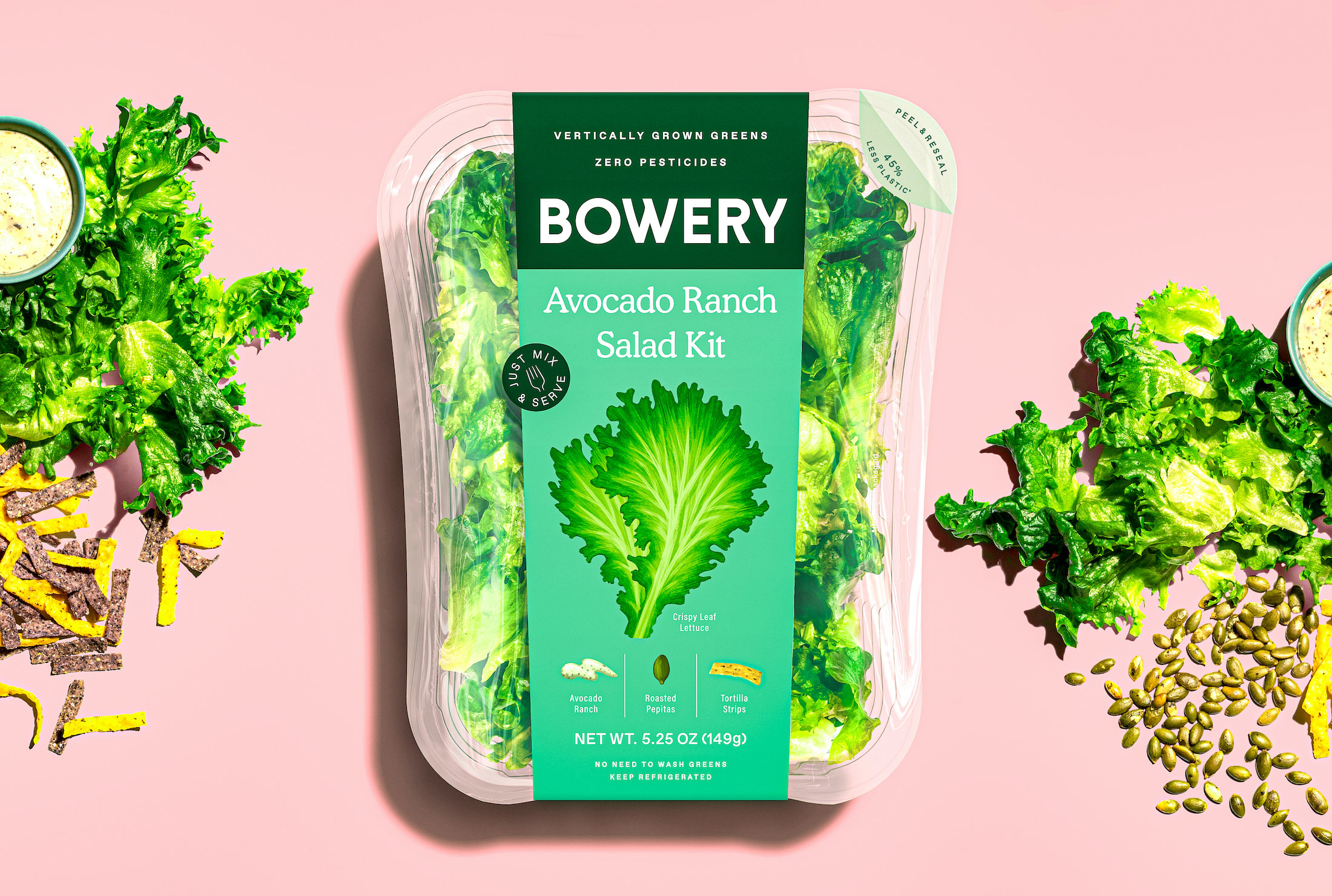 Bowery 垂直農業(yè)農場品牌蔬菜沙拉農產品包裝設計,彩繪蔬菜圖案 Bowery 垂直農業(yè)農場品牌蔬菜沙拉農產品包裝設計,彩繪蔬菜圖案