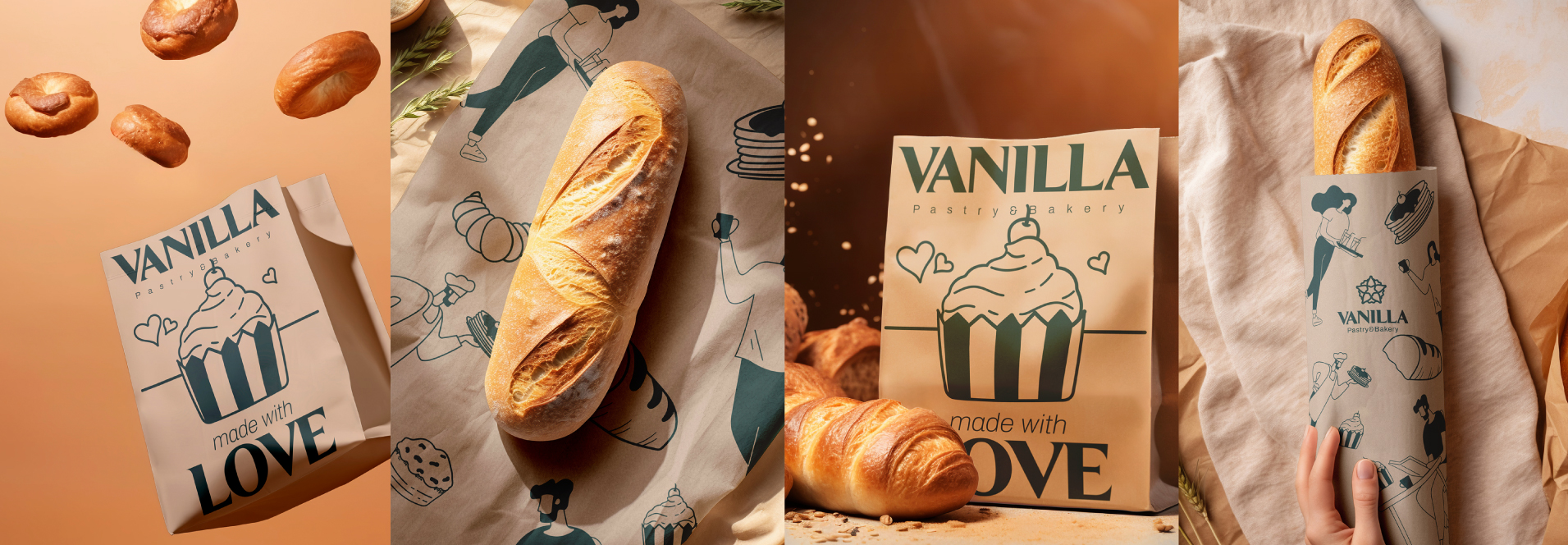 VANILA 面包店品牌形象logo設(shè)計與扁平插畫設(shè)計 VANILA 面包店品牌形象logo設(shè)計與扁平插畫設(shè)計