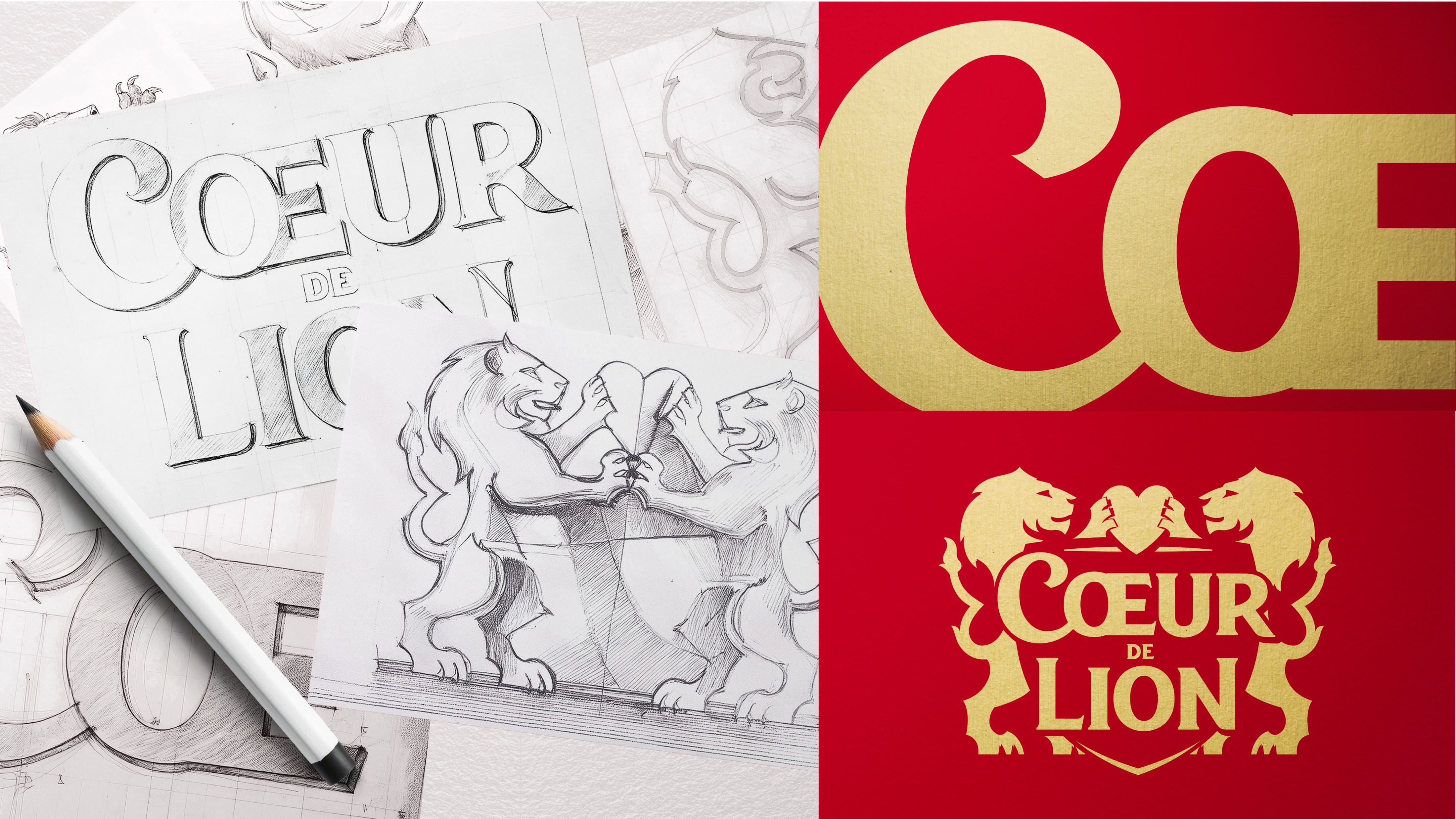 C?ur de Lion法國奶酪獅子徽標logo設計與紅色金色外包裝設計 C?ur de Lion法國奶酪獅子徽標logo設計與紅色金色外包裝設計