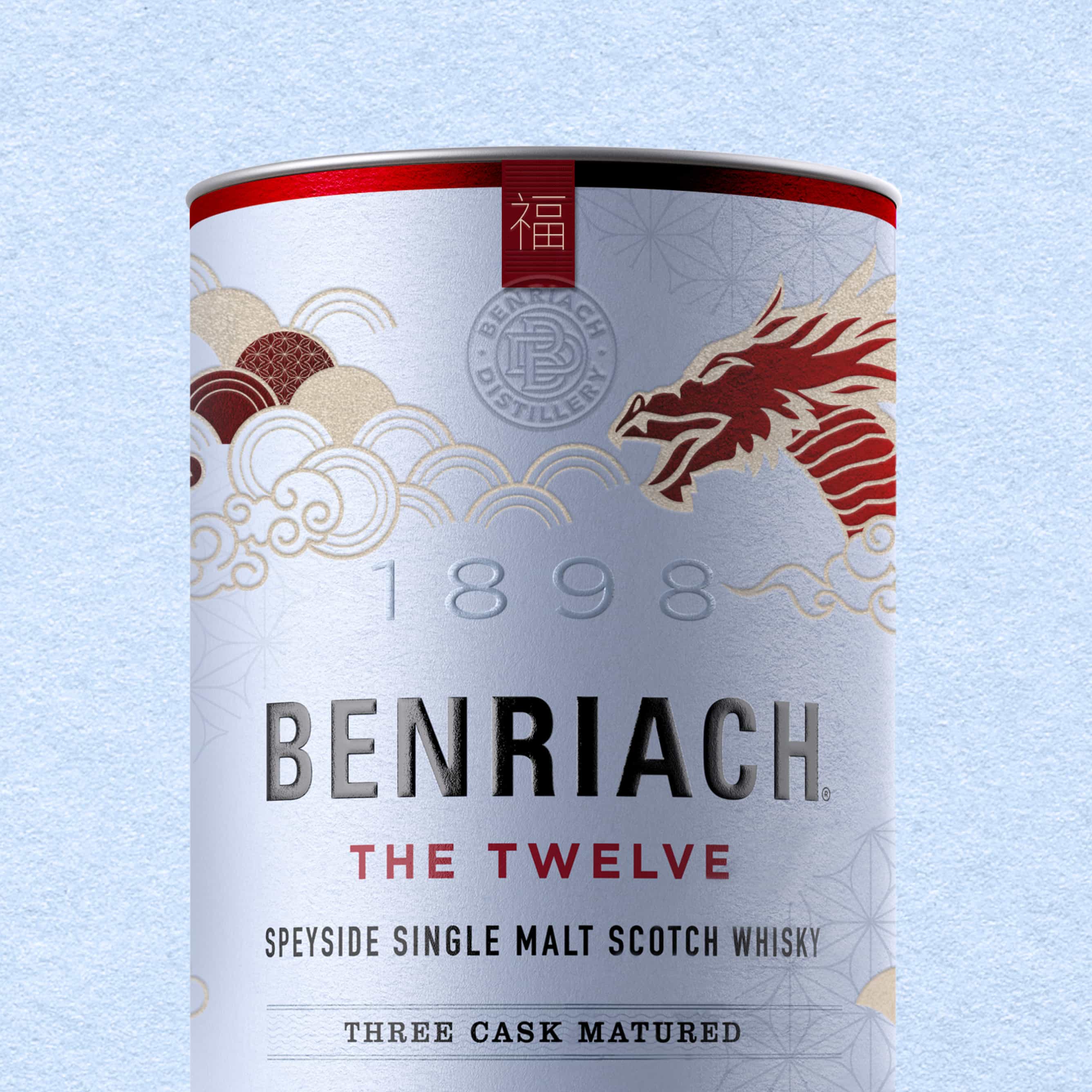 Benriach 單一麥芽蘇格蘭威士忌設計中國風酒包裝,2024兔年龍年元素 Benriach 單一麥芽蘇格蘭威士忌設計中國風酒包裝,2024兔年龍年元素
