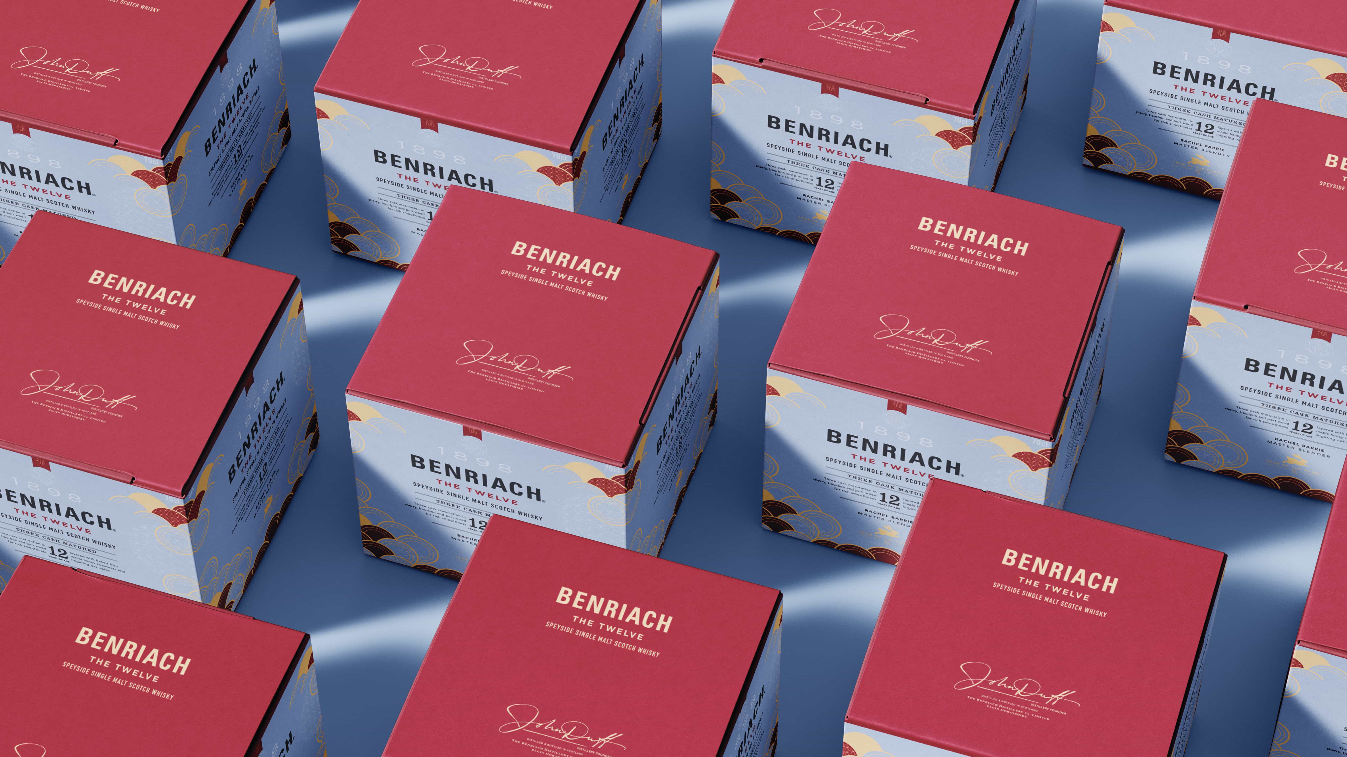Benriach 單一麥芽蘇格蘭威士忌設計中國風酒包裝,2024兔年龍年元素 Benriach 單一麥芽蘇格蘭威士忌設計中國風酒包裝,2024兔年龍年元素