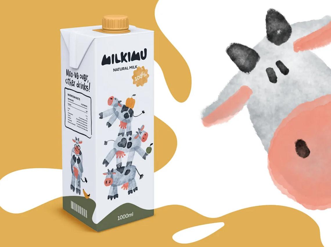 Milkimu牛奶乳制品品牌包裝設(shè)計和營銷圖形,可愛手繪卡通牛牛元素-大牛奶紙盒設(shè)計 Milkimu牛奶乳制品品牌包裝設(shè)計和營銷圖形,可愛手繪卡通牛牛元素-大牛奶紙盒設(shè)計